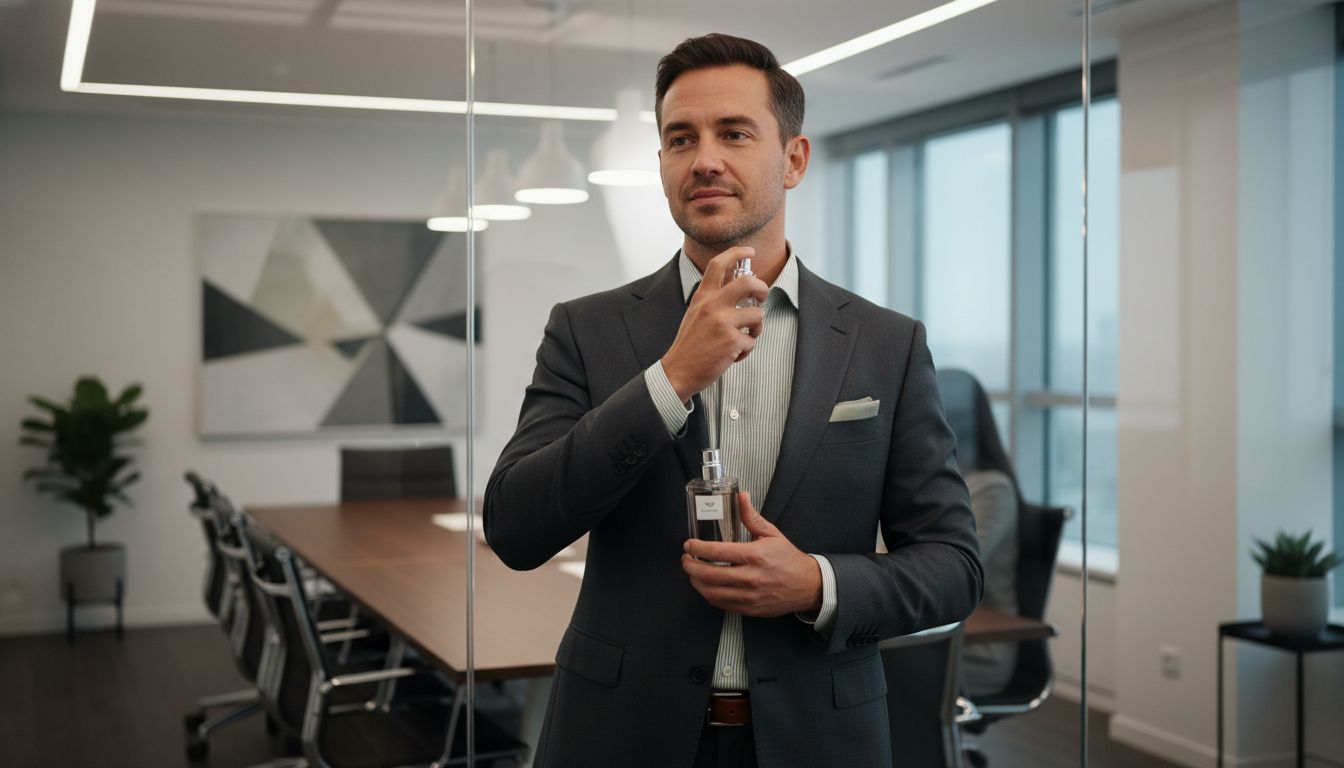 applying men's perfume