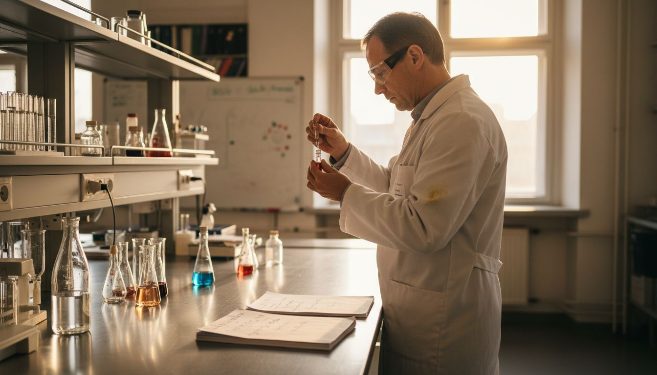 Chemiker mischt Duftstoffe im Labor