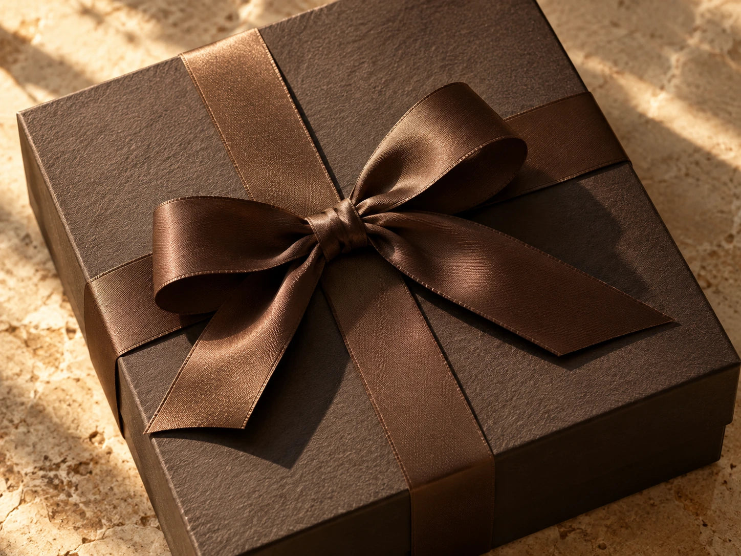 Brown ribboned gift box