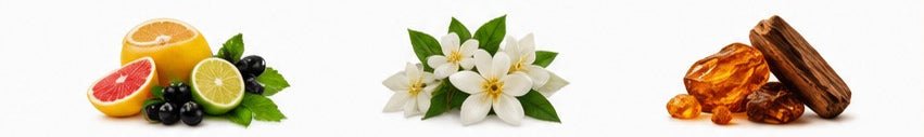 Citrus, floral and woody fragrance notes