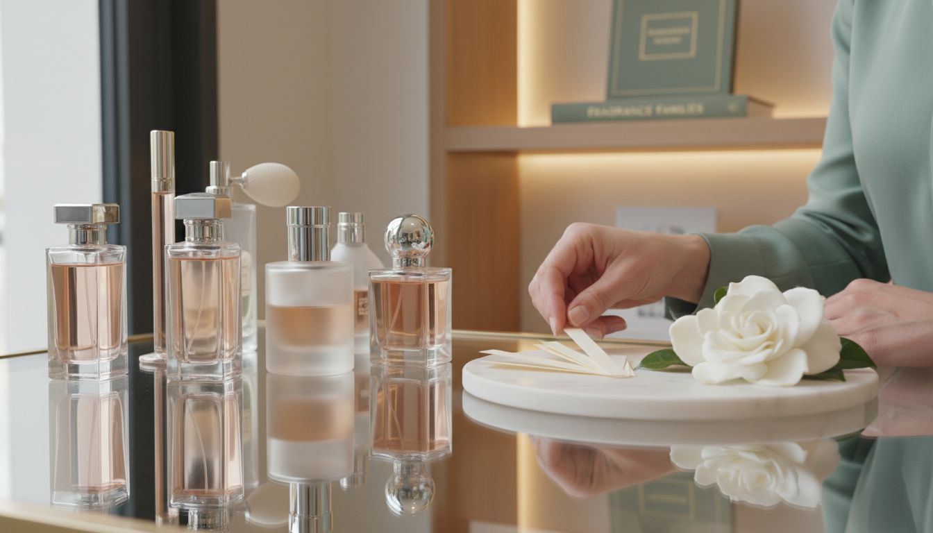 Elegant display of luxury perfume bottles