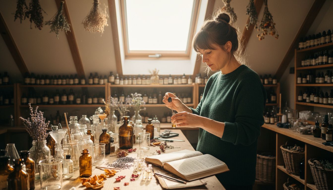 In seinem Atelier unterm Dach kreiert ein Parfümeur neue Duftkompositionen.