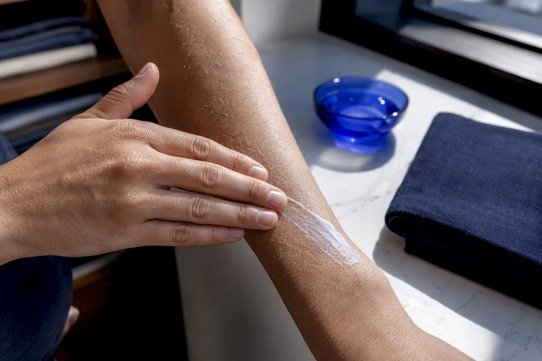 Hydratation de l'avant-bras avant application du parfum