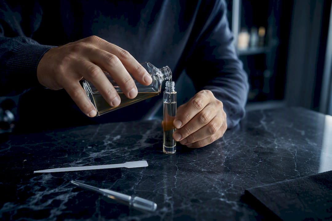 Transfert minutieux d’un parfum dans un flacon